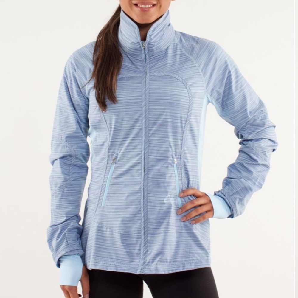 Lululemon Run: Make A Break Jacket Twisted Stripe Caspian Blue / Caspian Blue-6